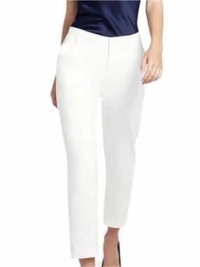 Alice + Olivia White Cropped Straight-Leg Pants